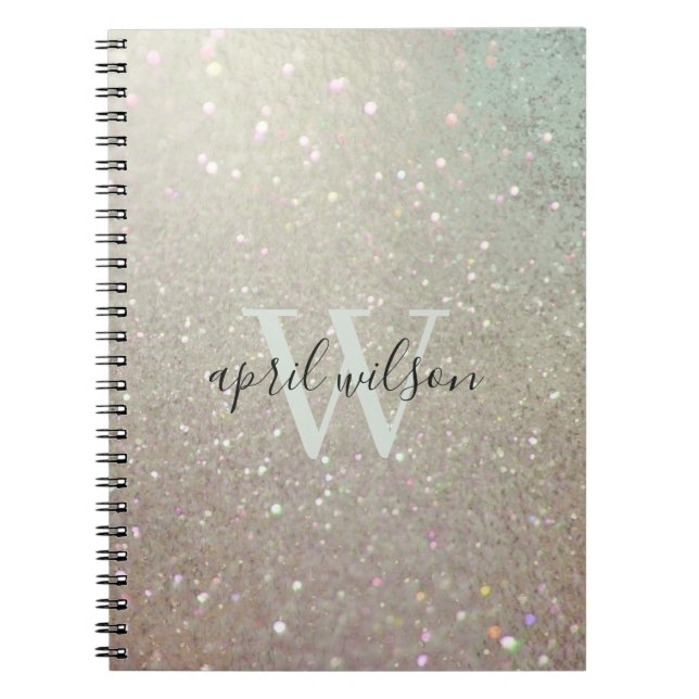 Cuaderno Elegante Purpurina Green Pink Aqua Shiny Shimmer P (Frente)