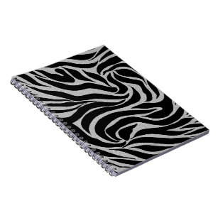 Cuaderno Elegante Purpurina negro plata impresión de animal