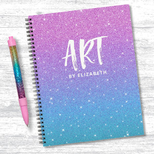 Cuaderno Elegante Purpurina Ombre Azul Morado