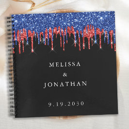 Cuaderno Elegante Purpurina patriótico rojo azul  Boda
