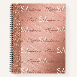 Cuaderno Elegante Purpurina Rosa Dorado Rosa Metalizado Mon
