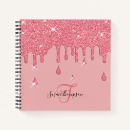 Cuaderno Elegante Purpurina rosado personalizado con espárr