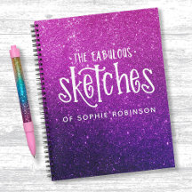 Elegante Purpurina Sketchbook Purple Pink