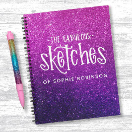 Cuaderno Elegante Purpurina Sketchbook Purple Pink