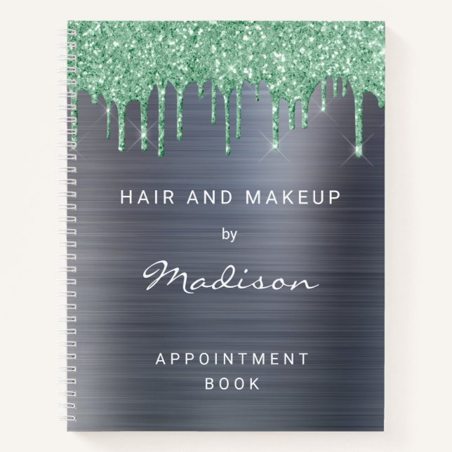 Cuaderno Elegante Purpurina Verde (Anverso)