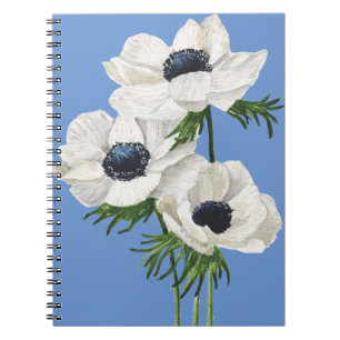 Cuaderno Elegante ramo de anémona blanco