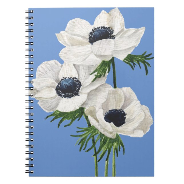 Cuaderno Elegante ramo de anémona blanco (Frente)