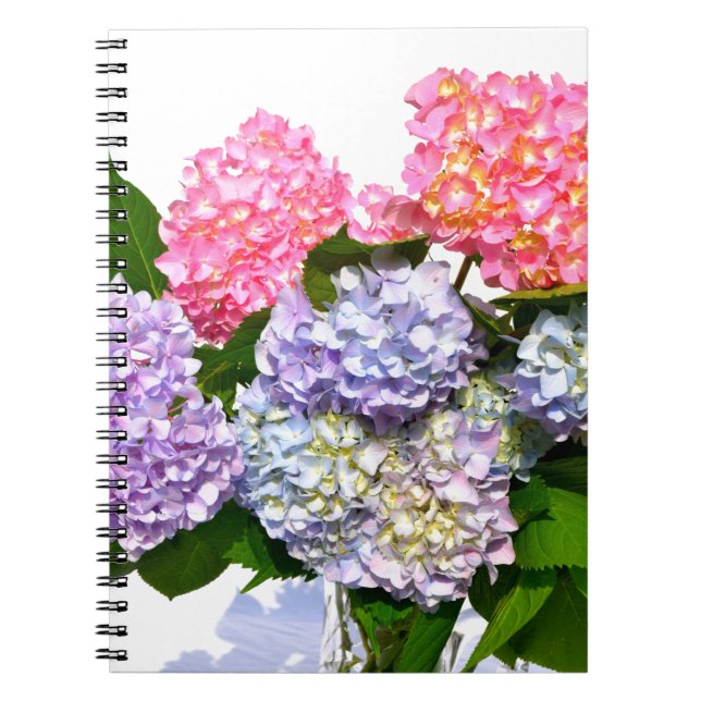 Cuaderno Elegante ramo de horteno floral azul púrpura rosa (Frente)