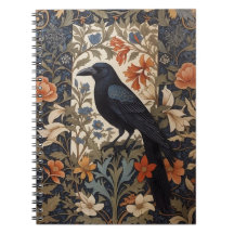 Elegante Raven Negro William Morris Inspirado Flor