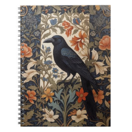 Cuaderno Elegante Raven Negro William Morris Inspirado Flor