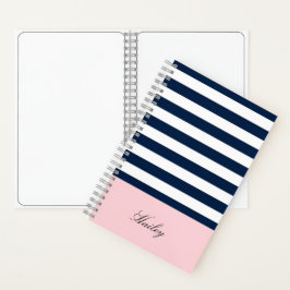 Cuaderno Elegante raya azul y blanca náutica