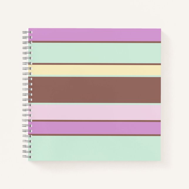 Cuaderno Elegante rayas Pastel Color Marrón Rosa (Anverso)