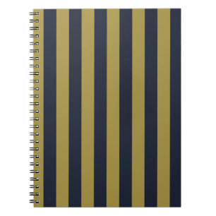 Cuaderno Elegante rayas verticales de oro y marina azul