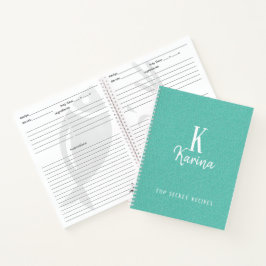 Cuaderno Elegante receta de nombre con letra cursiva monogr