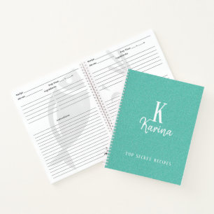 Cuaderno Elegante receta de nombre con letra cursiva monogr
