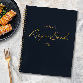 Cuaderno Elegante Receta Simple de Letra Moderna Dorada Neg