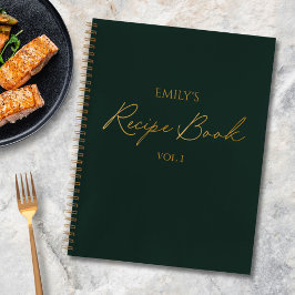 Cuaderno Elegante Receta Simple de Letra Moderna Dorada Neg