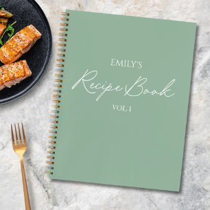 Cuaderno Elegante Receta Simple de Tinta Verde Moderna