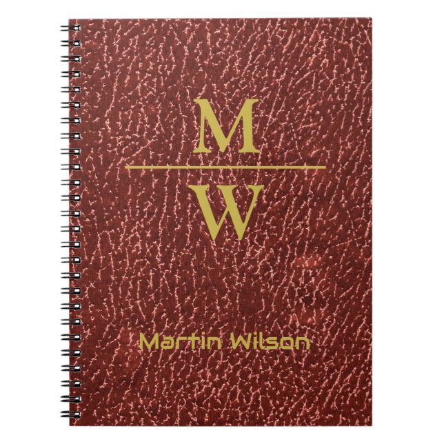 Cuaderno Elegante Red Monogramed Luxe Look Gold Lettering (Frente)