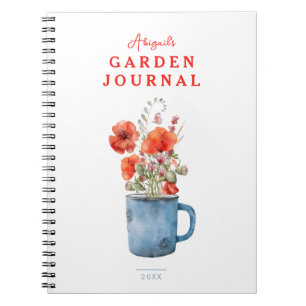 Cuaderno Elegante Red Watercolor Poppiess Garden Journal