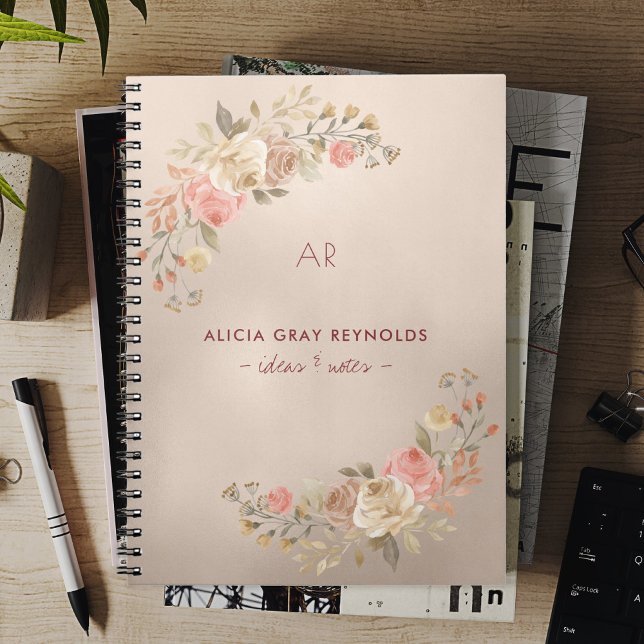 Cuaderno Elegante Relieve metalizado dorado de cobre Monogr (Subido por el creador)