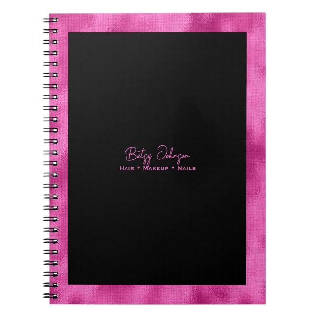 Cuaderno Elegante Relieve metalizado negro y falso rosado c (Frente)