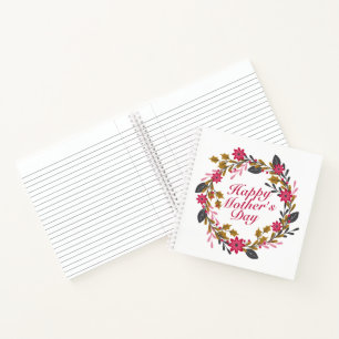 Cuaderno Elegante reloj portátil de flores del día de la ma