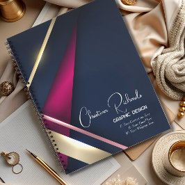 Cuaderno Elegante Resumen Oro Azul Rosa