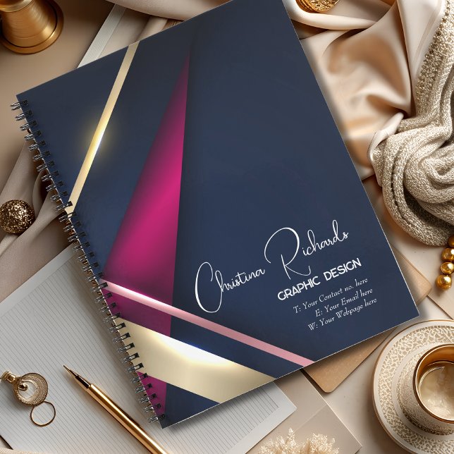 Cuaderno Elegante Resumen Oro Azul Rosa (Subido por el creador)