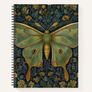 Cuaderno Elegante retro boho Luna moth botánico