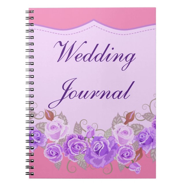 Cuaderno Elegante Revista Boda de Floral Púrpura (Frente)