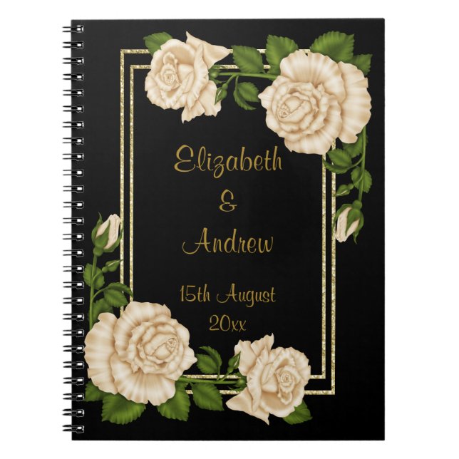 Cuaderno Elegante rincón de Moda Rosas de marfil Boda de Bo (Frente)
