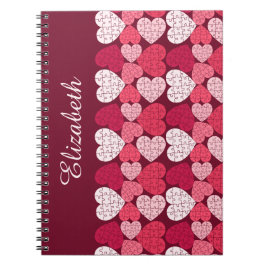 Cuaderno Elegante Rojo Rosado Rompecabezas Rompecabezas Nom