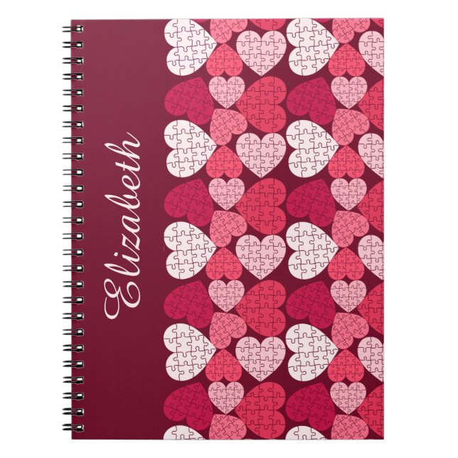 Cuaderno Elegante Rojo Rosado Rompecabezas Rompecabezas Nom (Frente)