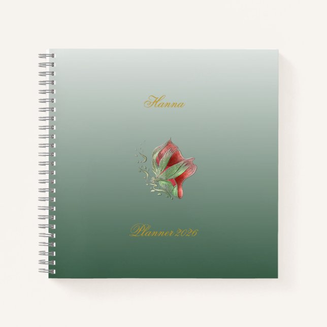 Cuaderno elegante rojo y verde  (Anverso)