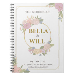 Cuaderno Elegante Rosa Boda de Peony Lily