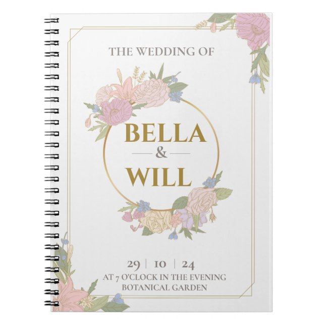 Cuaderno Elegante Rosa Boda de Peony Lily (Frente)