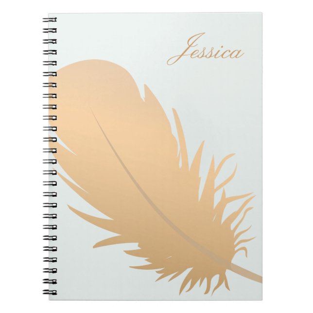 Cuaderno Elegante Rosa de arte de pluma de oro personalizad (Frente)