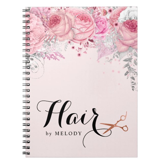 Cuaderno Elegante rosa de cobre tijeras de oro peinado (Frente)