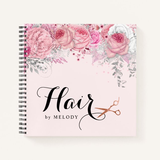Cuaderno Elegante rosa de cobre tijeras de oro peinado (Anverso)