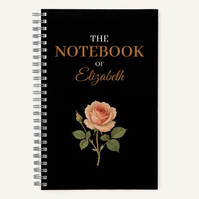 Cuaderno Elegante Rosa de época Purpurina de Personalizado  (Anverso)