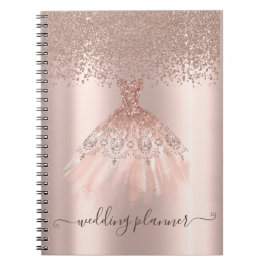 Cuaderno Elegante Rosa de Moda Purpurina de oro, diamantes,