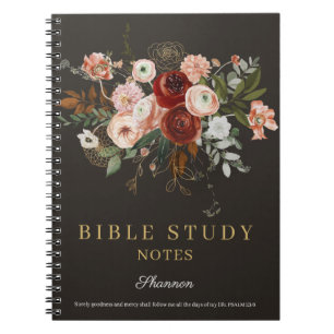 Cuaderno Elegante Rosa de Oro Negro Estudio Bíblico Persona