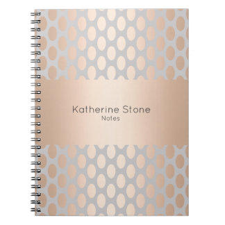 Cuaderno Elegante Rosa de pollo con puntos de polka dorado