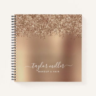 Cuaderno Elegante rosa elegante maquillaje purpurina de oro