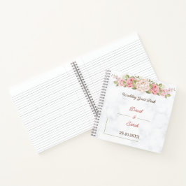 Cuaderno Elegante Rosa Flores Boda personalizado
