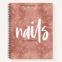 Elegante Rosa Gold Faux Relieve metalizado Nails L