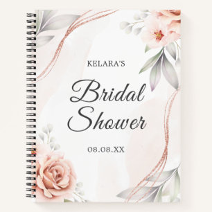 Cuaderno Elegante Rosa Gold Floral Bridal Shower Boda