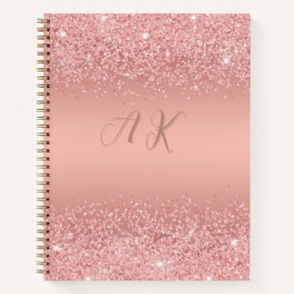 Cuaderno Elegante Rosa Gold Luxe Shimmer Monograma