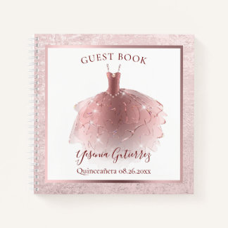 Cuaderno Elegante Rosa Gold Quinceañera Invitado